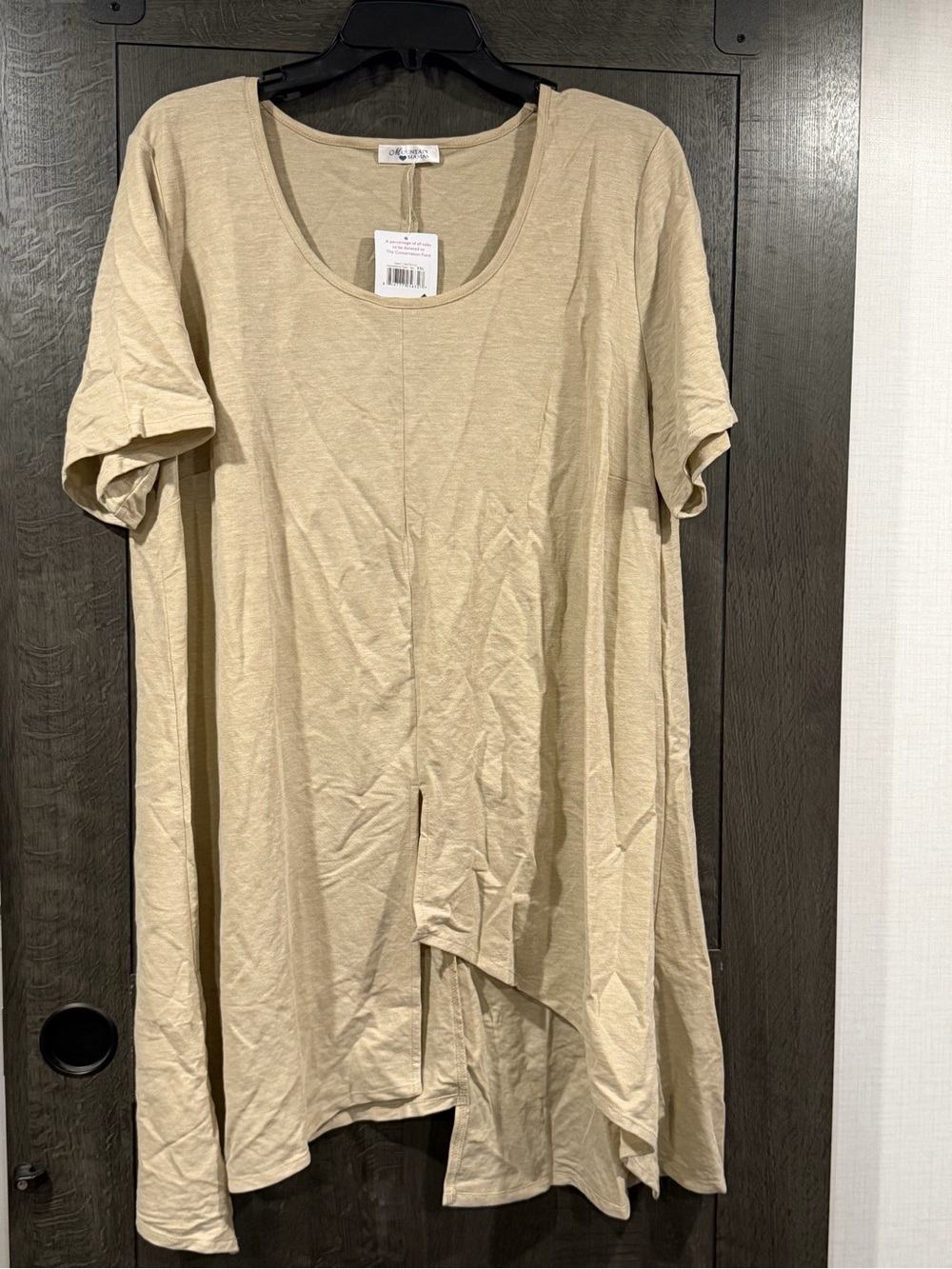 Relaxed Scoop-Neck Tunic Top in Beige